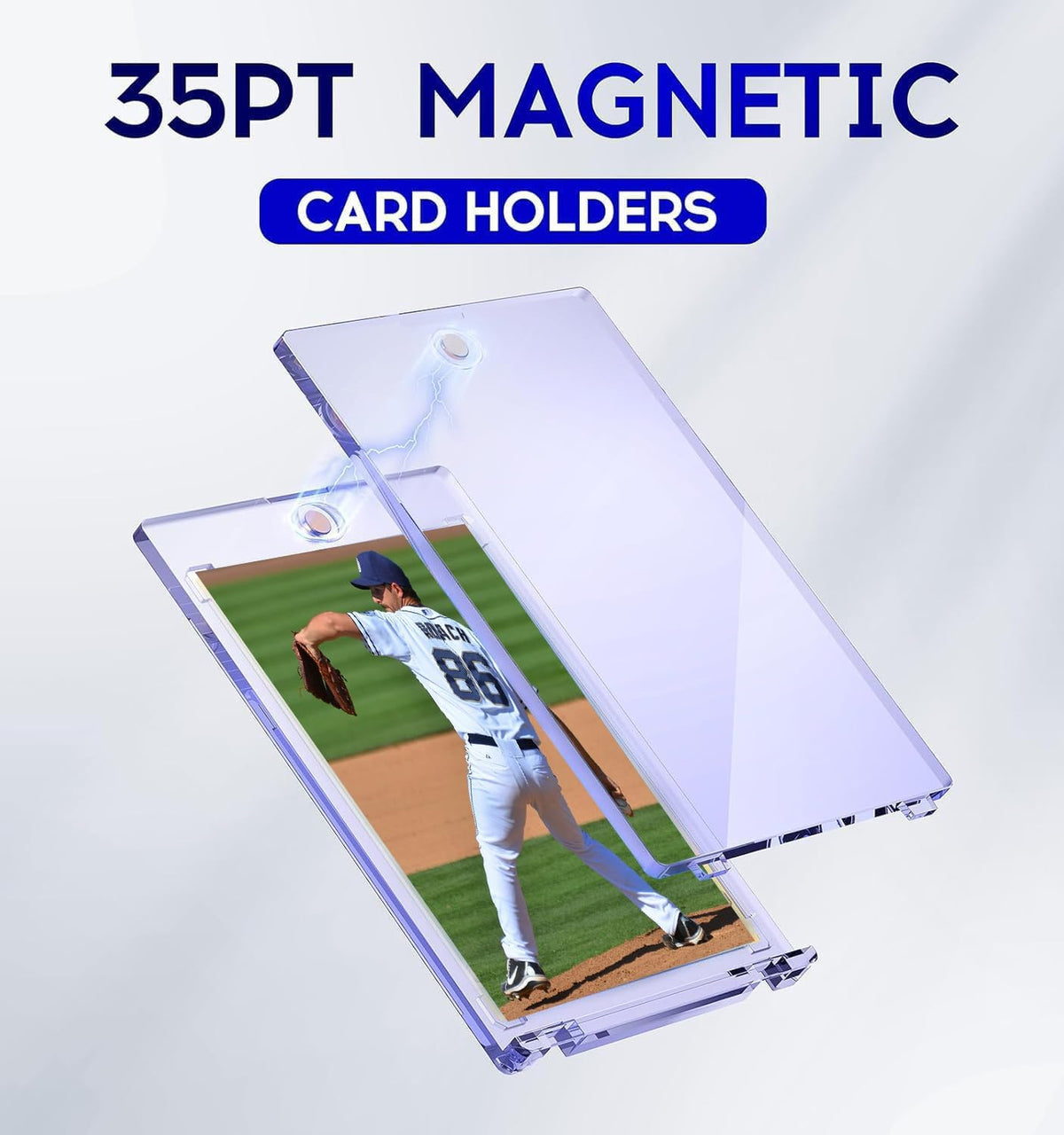 Skiennix Magnetic Card Holder - 50ct One Touch U-V Protected Hard Plastic Case for Trading Cards