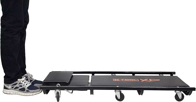 K Tool International XD74962 40" Metal Creeper with Adjustable Headrest, Fully Padded, Epoxy Coated Steel Frame, Six 2 Inch Oil Resistant Swivel Casters, Lightweight Design for Garage and Shop Use