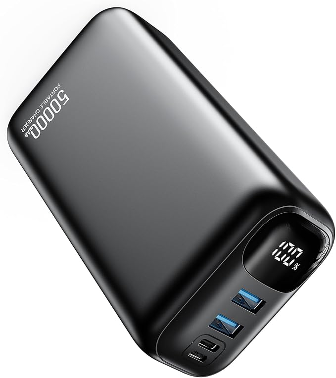 PIFFA Portable Charger Power Bank - 50000mAh Battery Pack, 22.5W Fast Charging Powerbank,Travel Essential for Portable Phone Charger, USB-C Phone Charger for iPhone 17/16/15/14/13 Samsung Google-Dark
