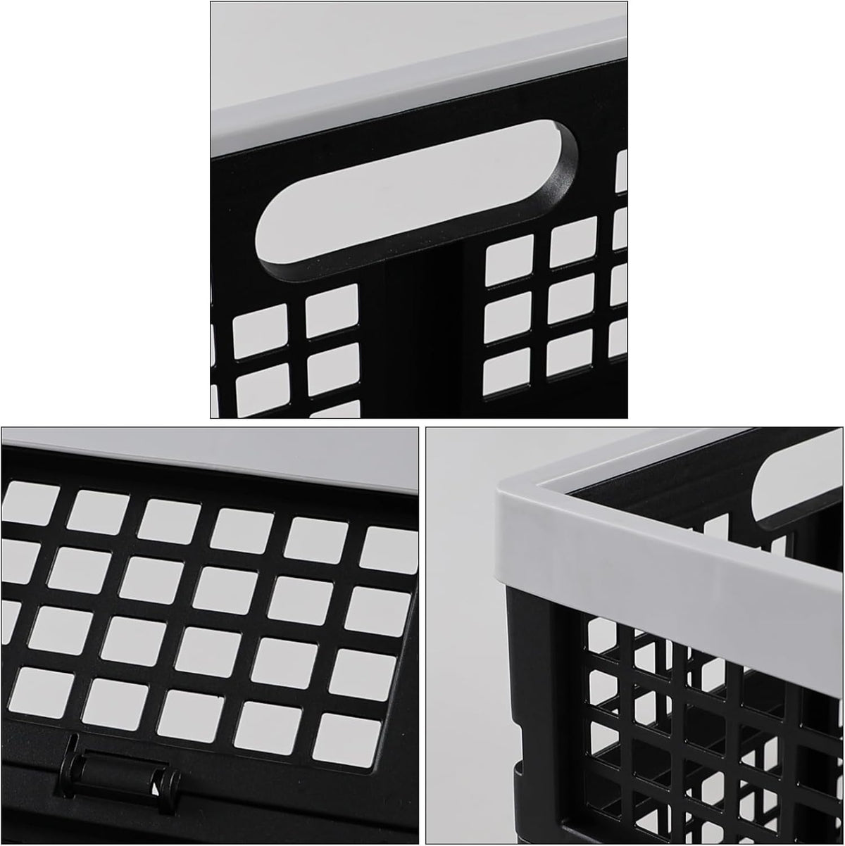 34 L Plastic Collapsible Crates, Folding Storage Crate, 3 Packs | Space-Saving Stackable Crate Basket with Carry Handles, Quick-Fold Design for Home, Garage, Car Trunk