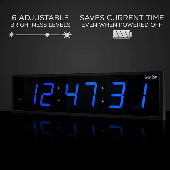 Ivation Oversized Large Digital Wall Clock
