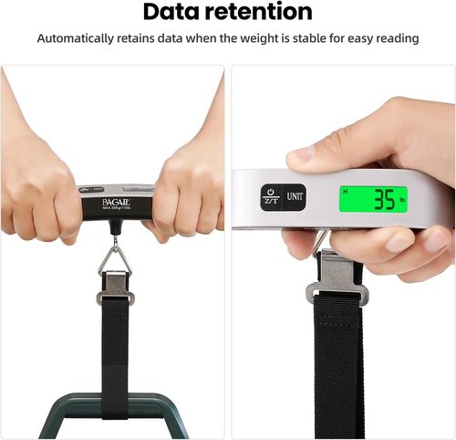 BAGAIL Digital Luggage Scale - 110lbs Capacity with Backlit LCD Display | Portable Travel Weighing Tool