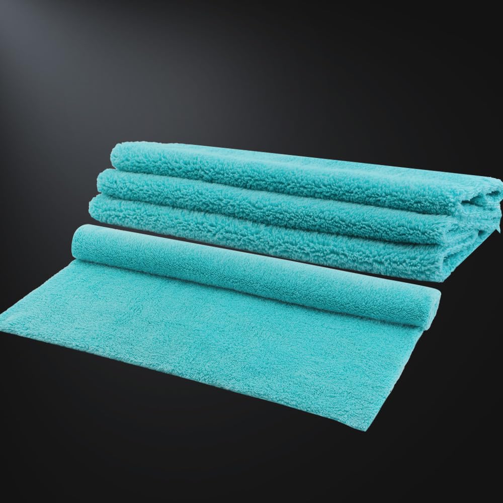 SPTA Microfiber Drying Towels - 6 Pack Super Plush Edgeless Car Wash Towels, 16.1x17.7 in, Teal Blue | 420GSM
