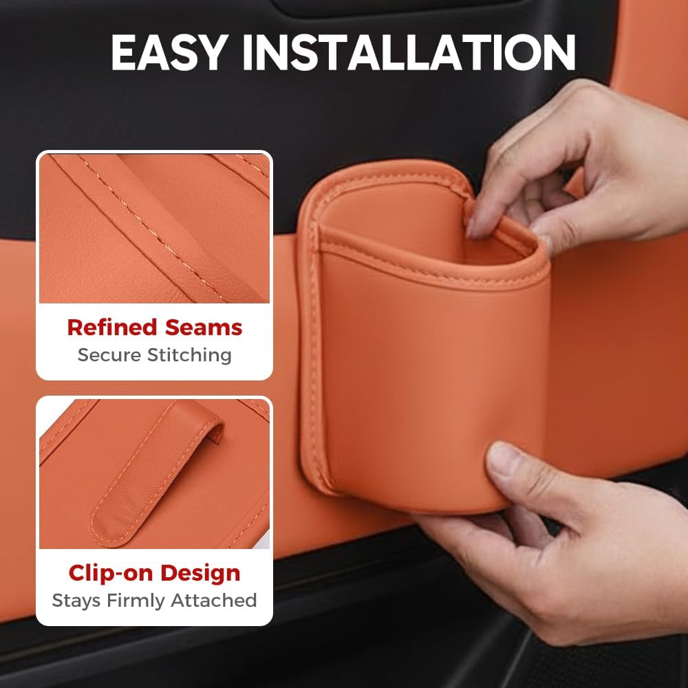 2027 New Leather Car Door Cup Holder Clip-On Side Window, Black