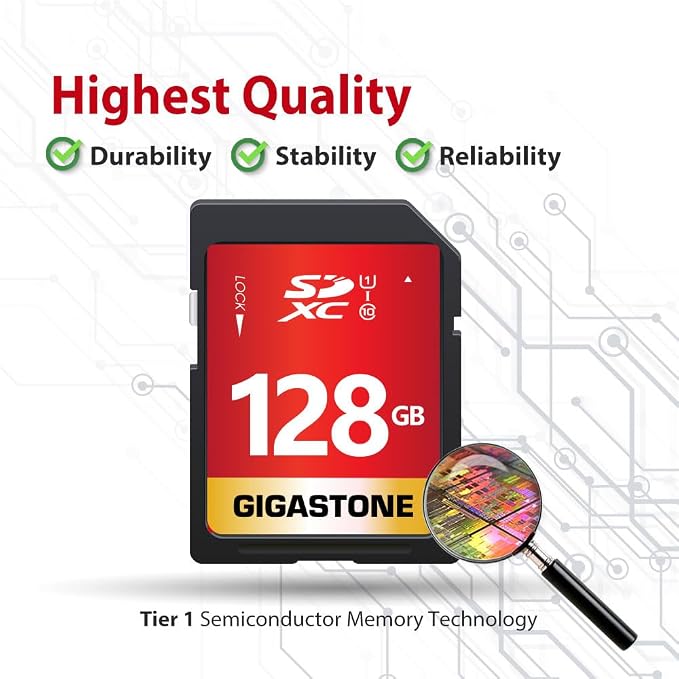 GIGASTONE 128GB SD Card 2-Pack UHS-I U1 Class 10 SDXC Memory Card High Speed