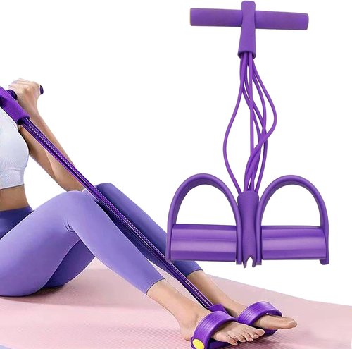 21 Fitness Resistance Bands - 6 Tube Pedal Ankle Puller | Natural Latex for Strength Training & Toning