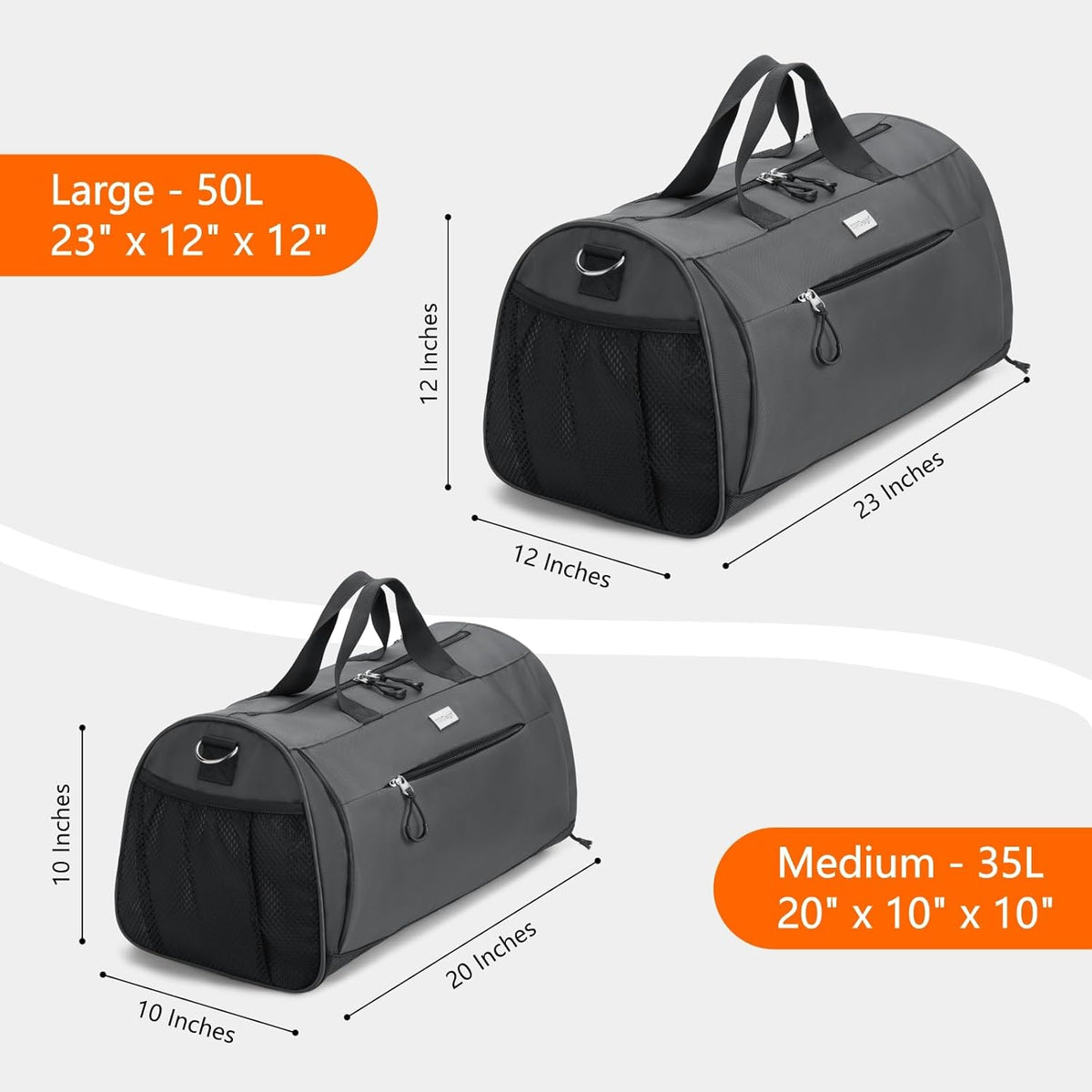 TOPDesign Gym Bag - Unisex Duffel with Shoe Compartment & Wet Pocket for Travel | Large Grey