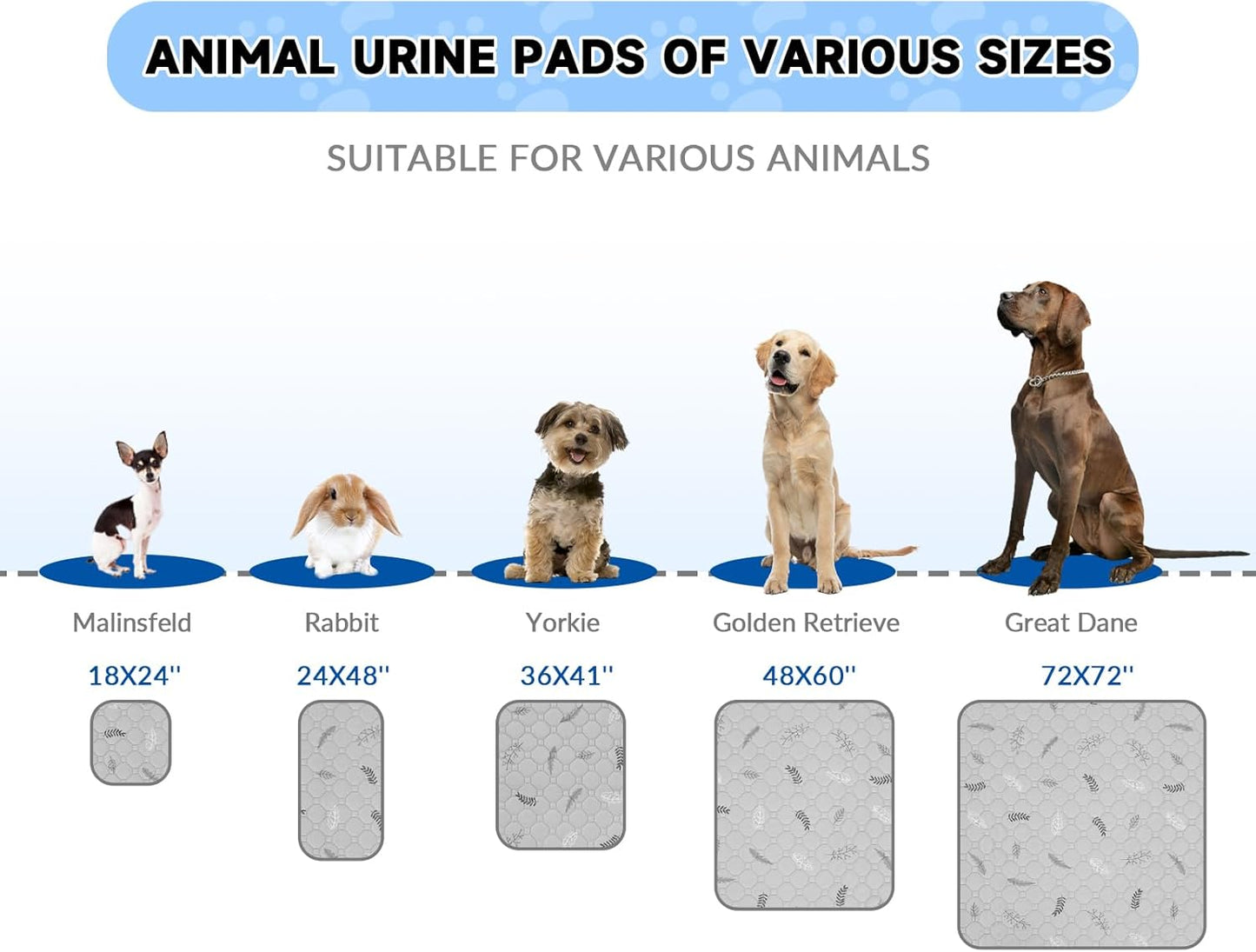 Sunheir Washable Pee Pads for Dogs Extra Large 36" x 48" 2-Pack Reusable Puppy Pads Pet Training Pads, Whelping Pad, Non-Slip Protects Against Urine Leakage (Leaves - Light Grey, 36x48)
