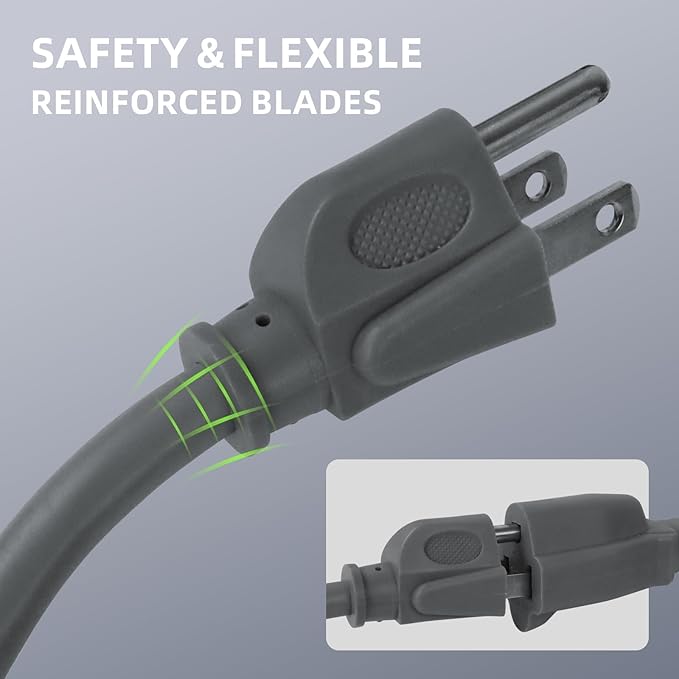 EP 50 Ft Outdoor Extension Cord - 16/3 SJTW Gray Electrical Cable with 3 Prong Grounded Plug