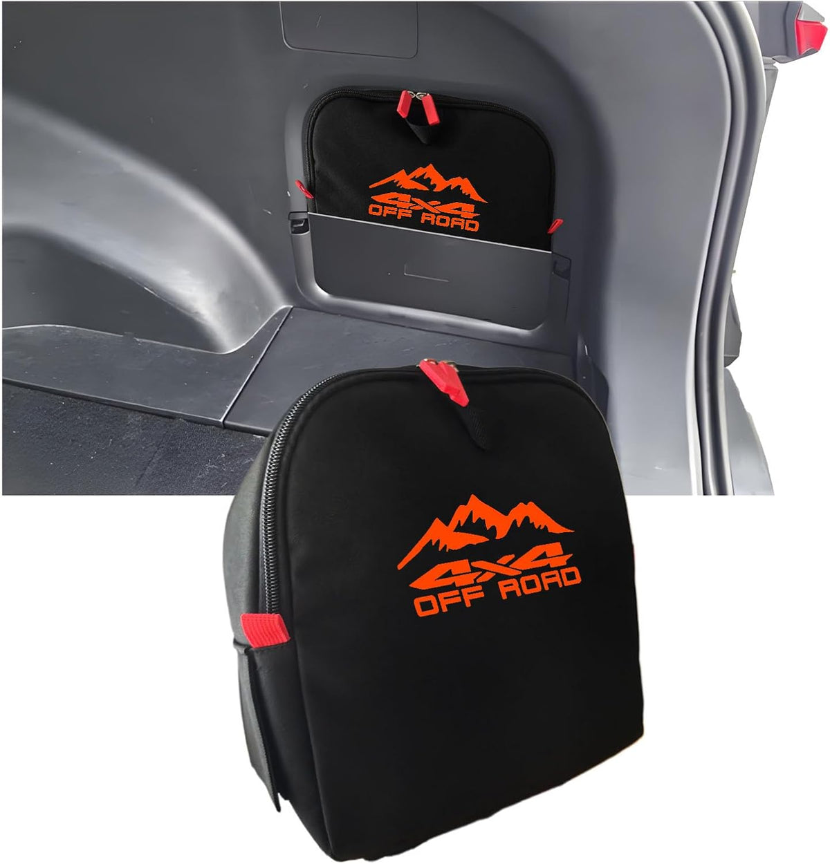 Trunk cubby storage bag Cargo side pocket compatible with Toyota RAV4 2019-2025 backpack organizer car trunk accessories (4x4Champagne Gold)