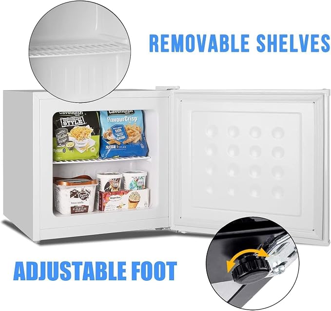 Antarctic Star 1.2 Cu.Ft Mini Upright Freezer, Compact Refrigerator with Adjustable Thermostat & Removable Shelves, Freestanding Small Freezer for Home Kitchen Office Garage, White