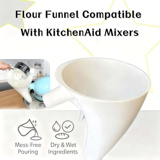 Flour Funnel for KitchenAid Mixer - Compatible with 5 Qt & 4.5 Qt Bowl-Lift Models | Dishwasher Safe, Anti-Splash Design for Mess-Free Baking | Includes 2-Piece Set (Green)