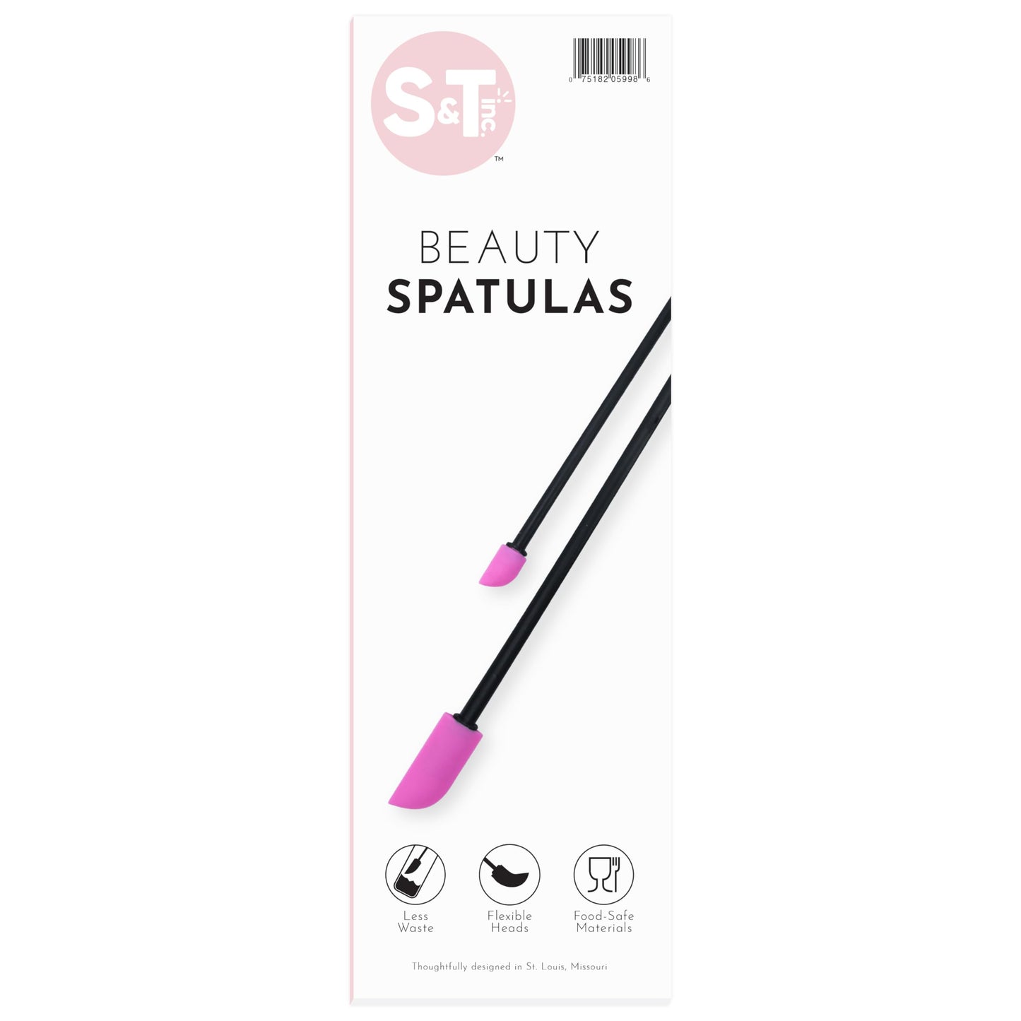 S&T Inc. Makeup Spatula, Large And Mini Silicone Spatula Set For Cosmetics, Shampoo, Hair Care, And Skin Care Products, 2 Piece