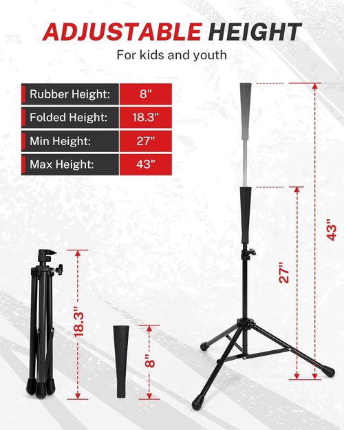 Gonex Baseball Batting Tee - Collapsible Portable Tripod Stand with Carrying Bag - Ideal for Softball Practice