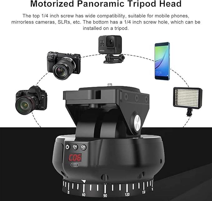 Motorized Pan Tilt Head, 100m Control, 360 Degree Rotation, Tilt ±35 Degree