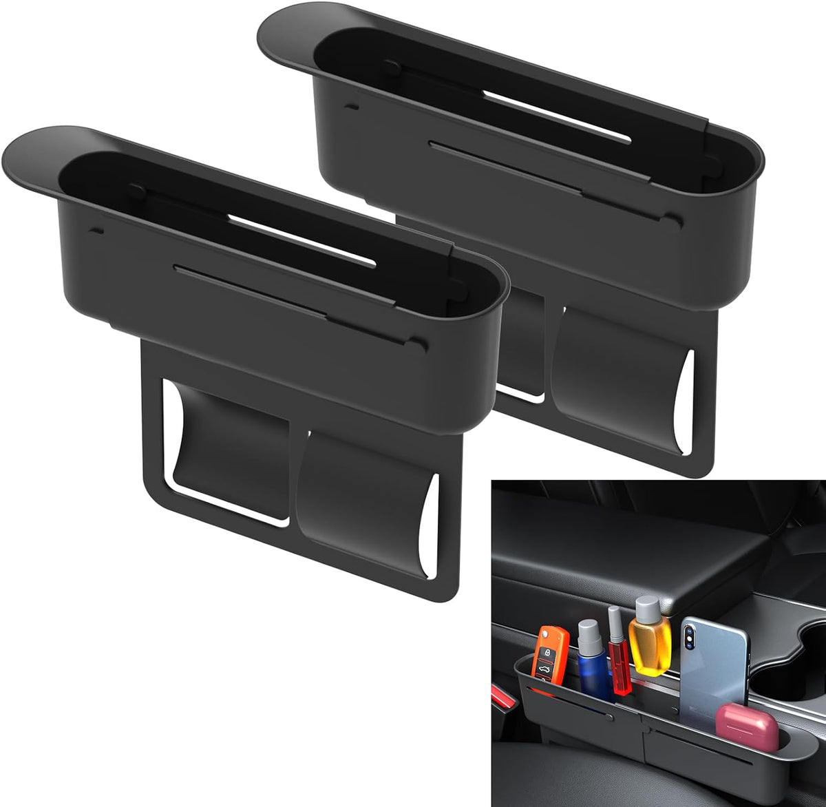 CYDZSW Car Seat Gap Filler 2Pack,Car Seats Side Inserts Organizer Guard Between Seat & Console Catcher Fillers Stop Things from Dropping (Black)