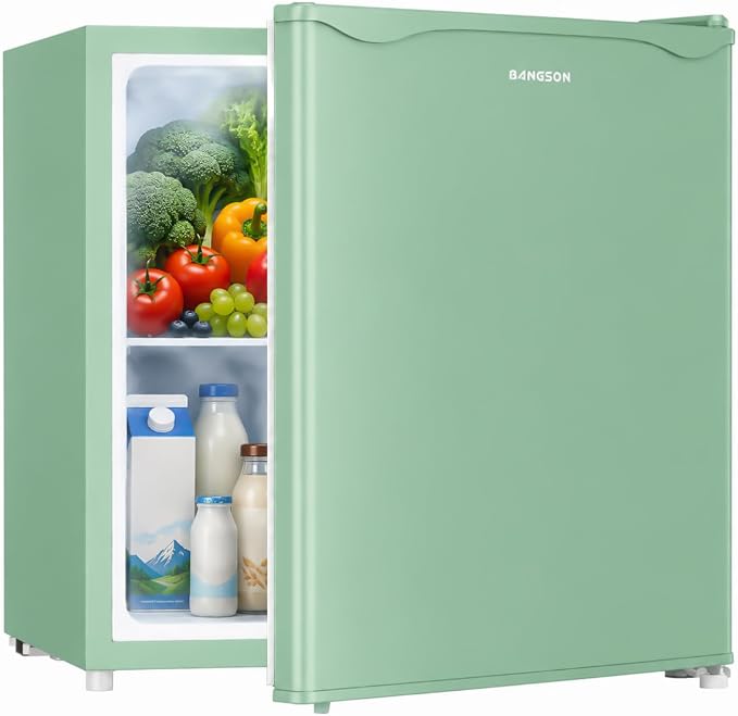 1.7 Cu.Ft Mini Fridge with Freezer for Dorm Office,Green | Compact Refrigerator Office, Energy Saving Small Fridge Reversible Single Door, Low Noise for Bedroom Small Apartment