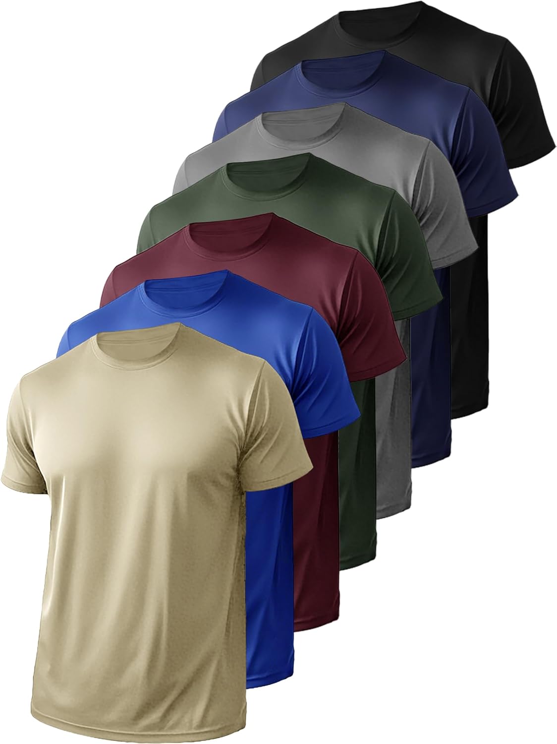 Skiennix Men's Short Sleeve Shirts - Quick Dry Moisture-Wicking Athletic Tees | 7 Pack, Casual Workout