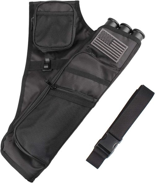 KRATARC Hip Quiver - 3-Tube Arrow Carry Bag with Adjustable Belt & Pockets for Archery