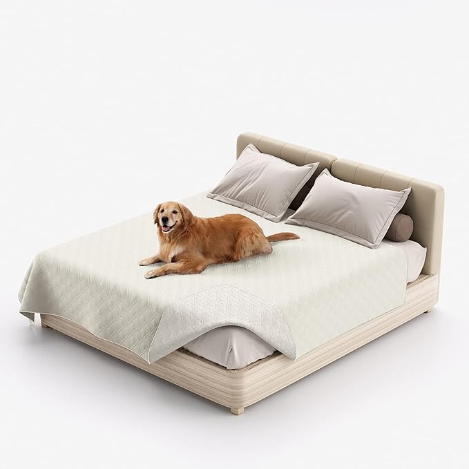 Waterproof Dog Bed Covers for Couch Protection, Water-Resistant Soft Dog Pet Blanket Anti-Slip Dog Blanket for Bed, for Furniture Bed Couch Sofa (Ivory White,30x70inch)