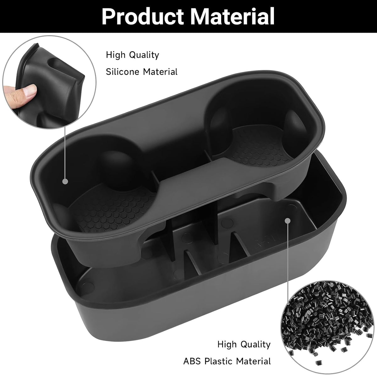 Hellet Upgrade 2PCS Car Cup Holder Compatible with Honda 2016-2022 HRV HR-V Accessories ABS & Silicone Material OEM Style Inserts Center Console Organizer