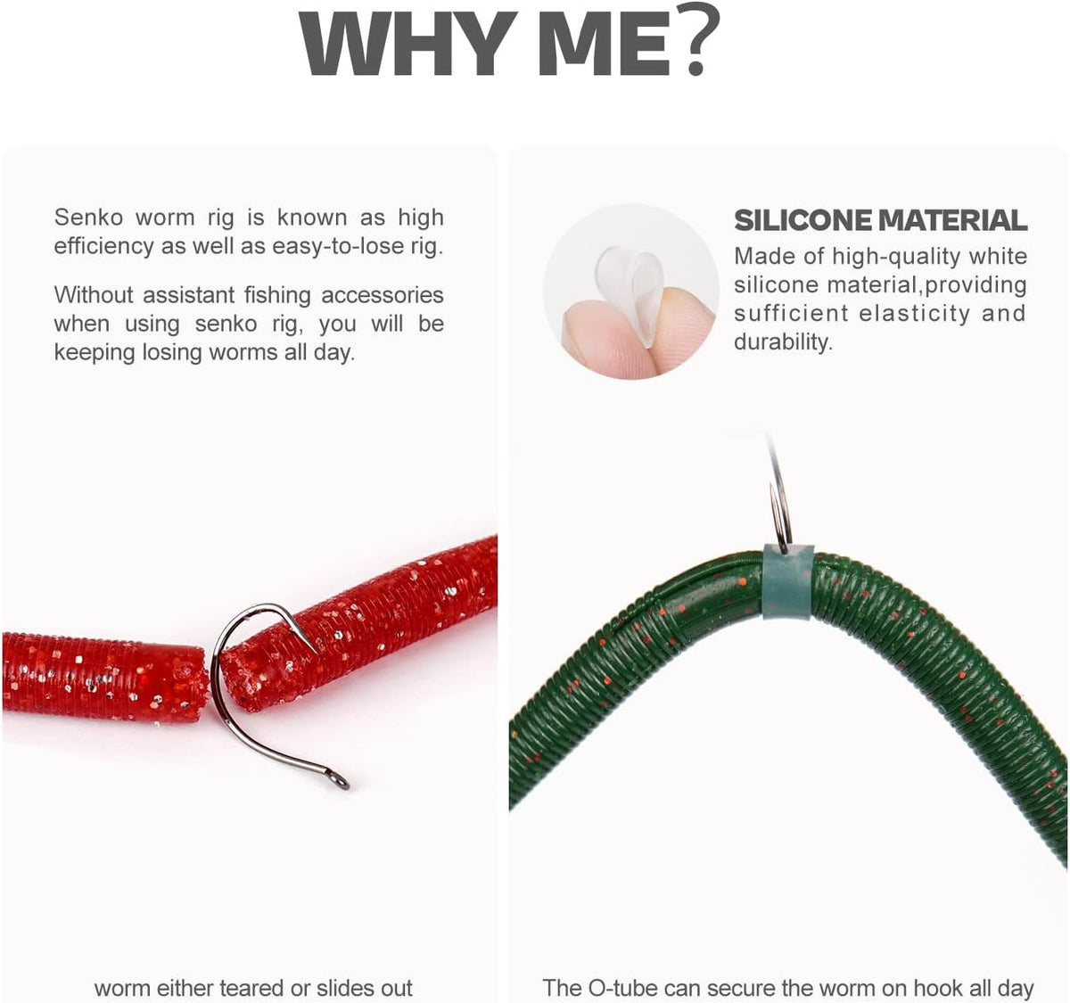 Wacky Worm O-Rings - Heavy-Duty Silicone Senko Bait Protectors | Prevents Rips | 180/150/120 Packs