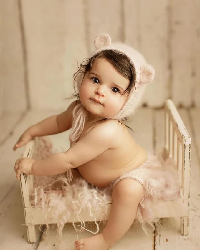 Newborn Photography Props Bed Prop White – Mini Wooden Baby Photography Bed