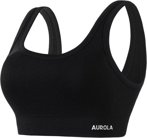 AUROLA Power Women's Sports Bra - Square Neck Padded Low Impact Yoga Crop Top for Comfort & Style