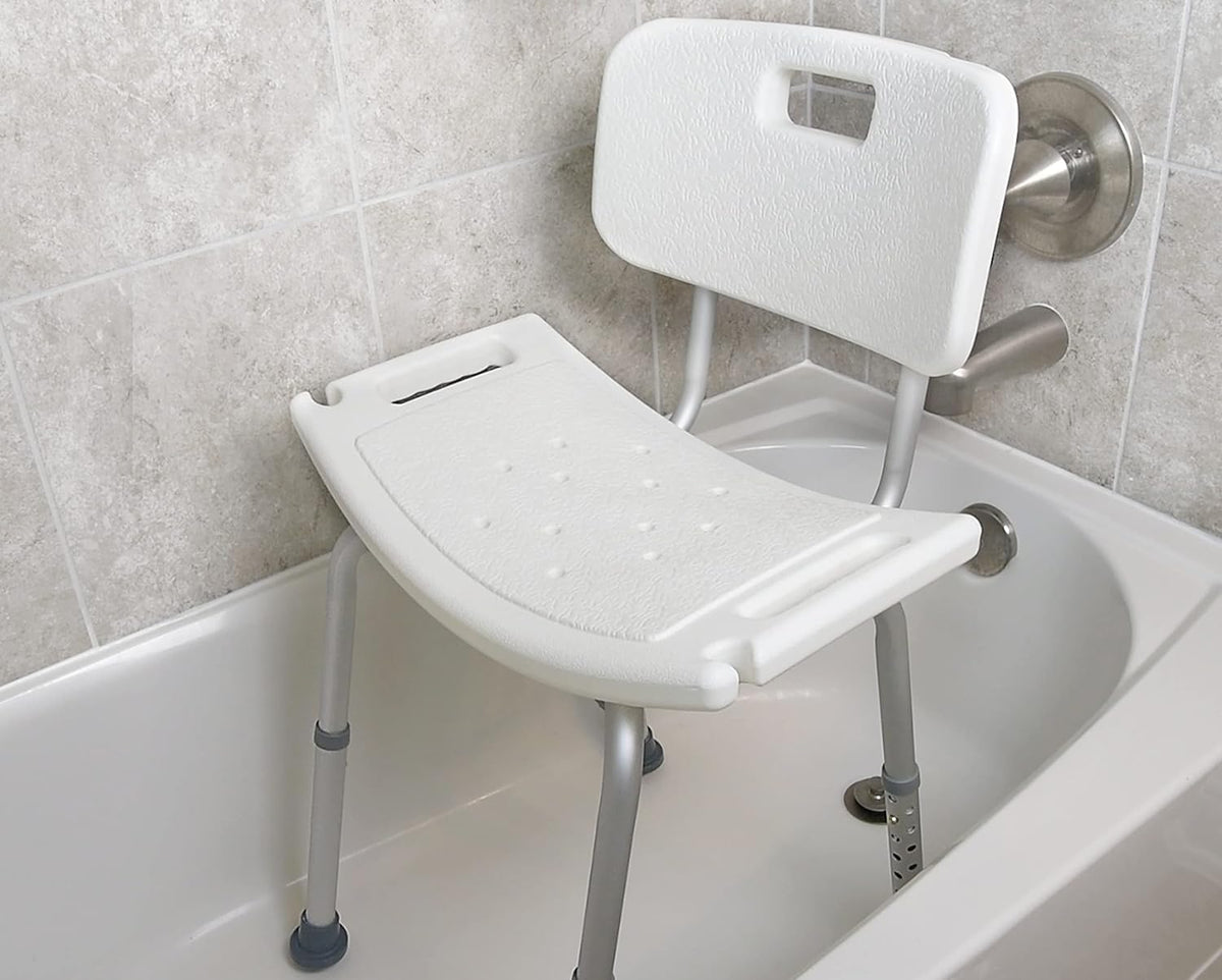 Vaunn Adjustable Shower Chair - Tool-Free Assembly Spa Bathtub Seat with Removable Back | FSA/HSA Eligible