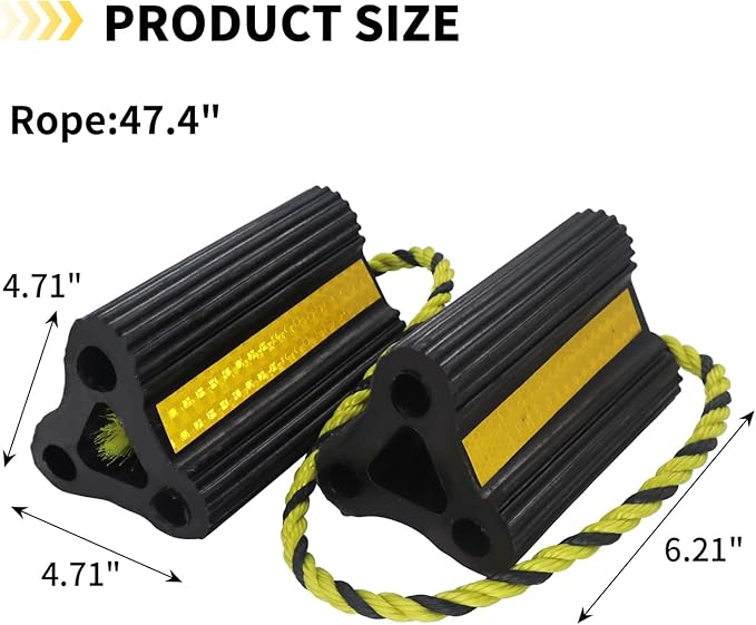 Rv Wheel Chocks for Trailers Camper Trucks and Small Aircraft Wheel Chock 1Pair2Pack Wheel Chocks Block with 3 Reflective Strips Versatile Heavy Duty Solid Rubber Wheel Immobilizers & Chocks