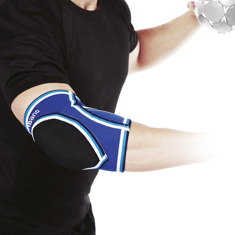 Rehband PRN Elbow Pad for Volleyball & Handball, 3mm Neoprene Elbow Sleeve with Protective Padding, Compression Elbow Support for Men & Women (S-XXL), Colour:Blue, Size:X-Large