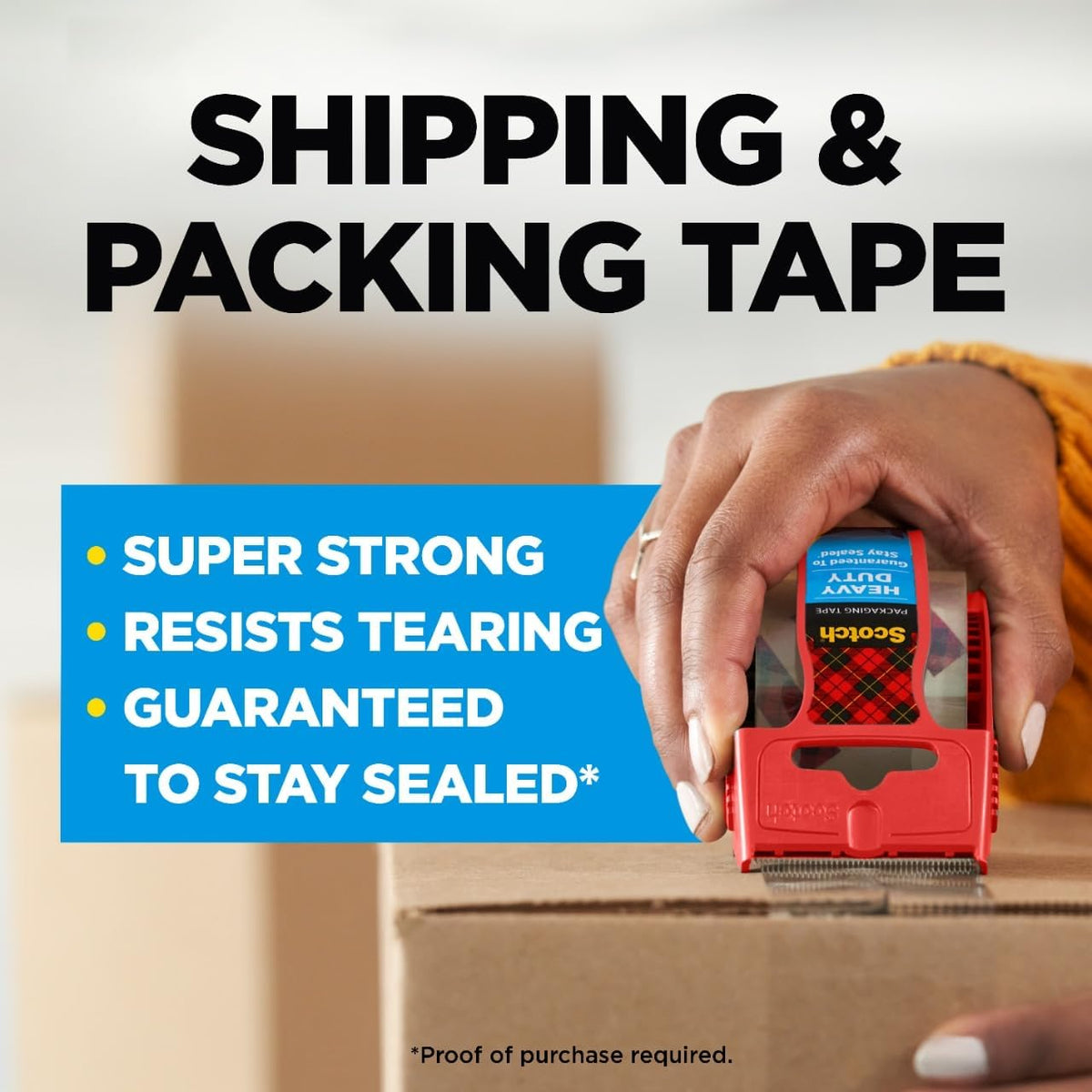 Scotch Heavy Duty Packing Tape - Clear Shipping Tape for Moving Boxes | 1.88 in. x 22.2 yd., 6 Rolls
