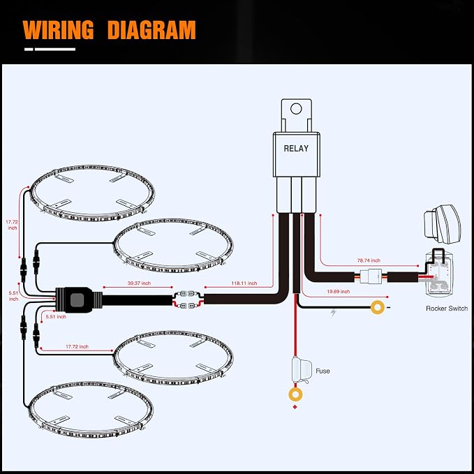 Nilight 4PCS 17inch Double Row LED Wheel Ring Lights Pure White