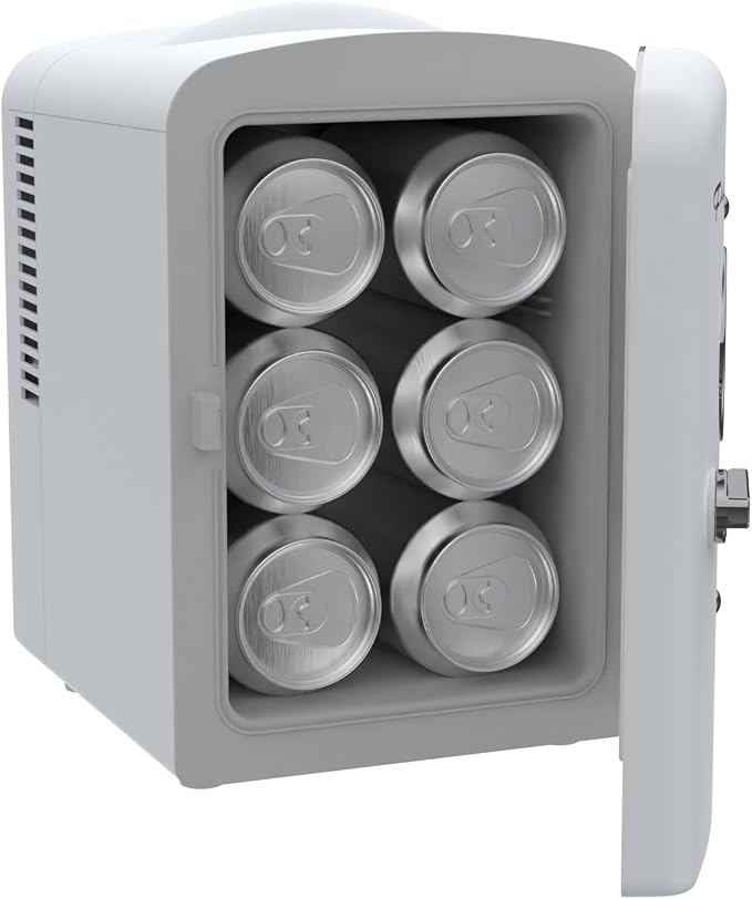 Frigidaire EFMIS171 Retro Mini Portable Personal Fridge - Ideal for Home, Office or Dorm - Includes Carrying Handle, AC/DC Wall/Car Charger (White)