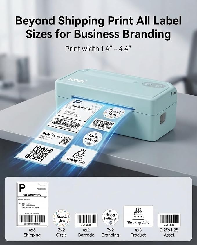 Labeer Bluetooth Thermal Shipping Label Printer, Wireless 4x6 Label Printer