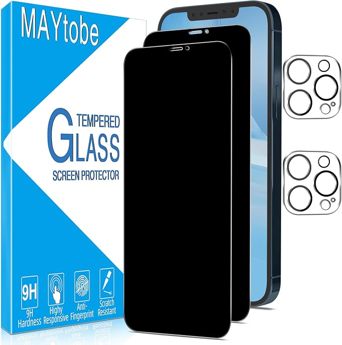 MAYtobe [2+2 Pack Designed for iPhone 12 Pro Max Privacy Screen Protector