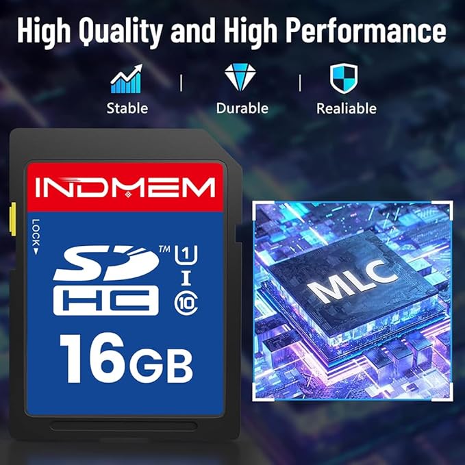 16GB SD Card, C10 SDHC UHS-I Memory Cards U1 Class 10 High-Speed Full 4K HD