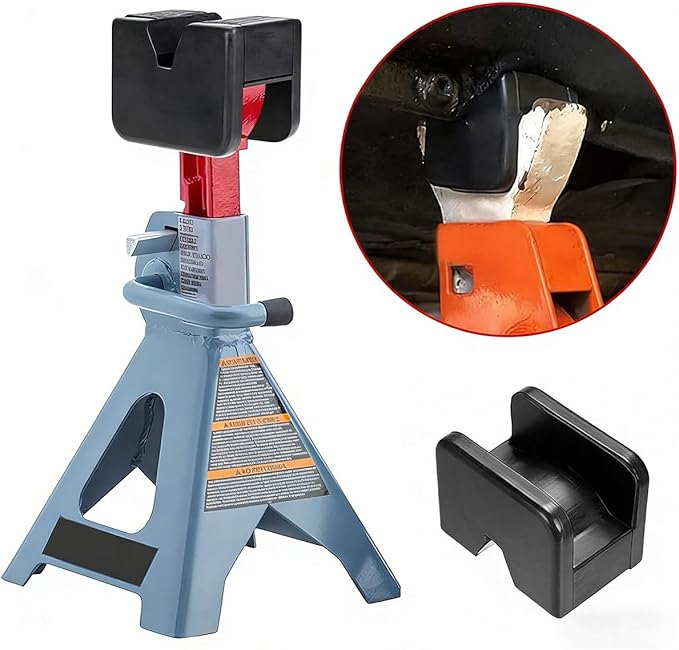 4PCS Car Jack Stand Pad, Rubber Anti-Slip Floor Jack Support Adapter with Grooved Design, Vehicle Slotted Pinch Weld Side Frame Rail Protector, Universal Automotive Accessories