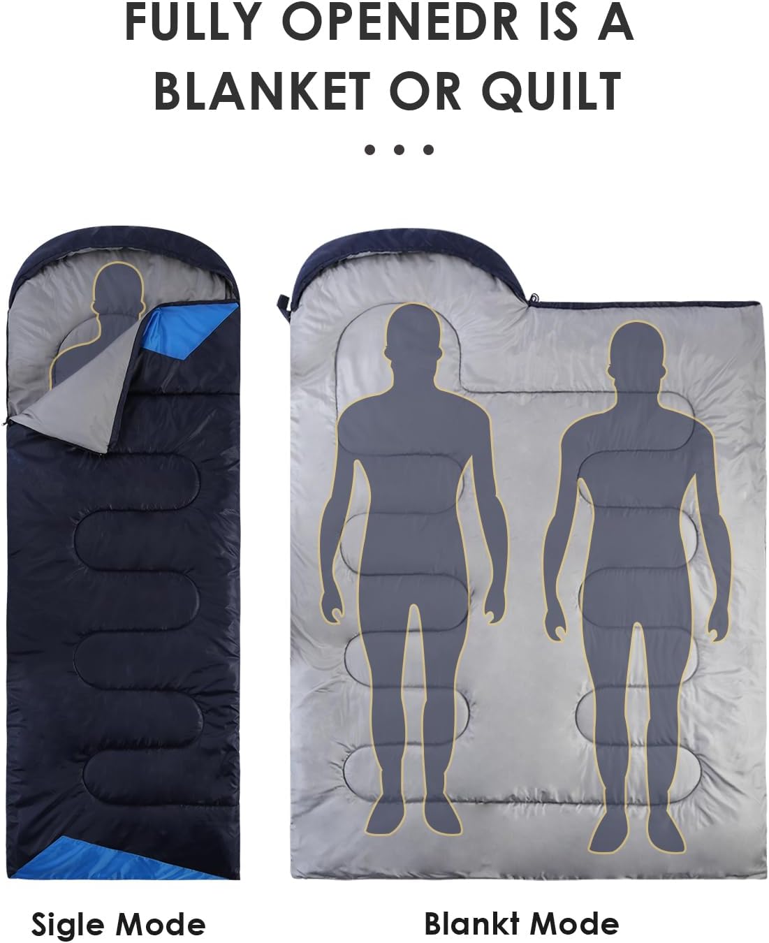 Skiennix Lightweight Waterproof Sleeping Bag - Cold Weather Camping Gear for Adults & Kids