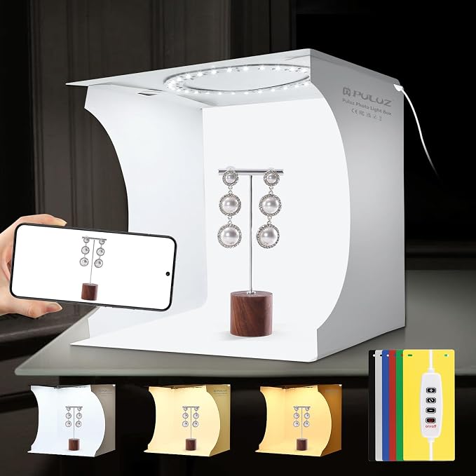 PULUZ Light Box Mini Photo Studio, 6-Color Backdrops, Portable Photography