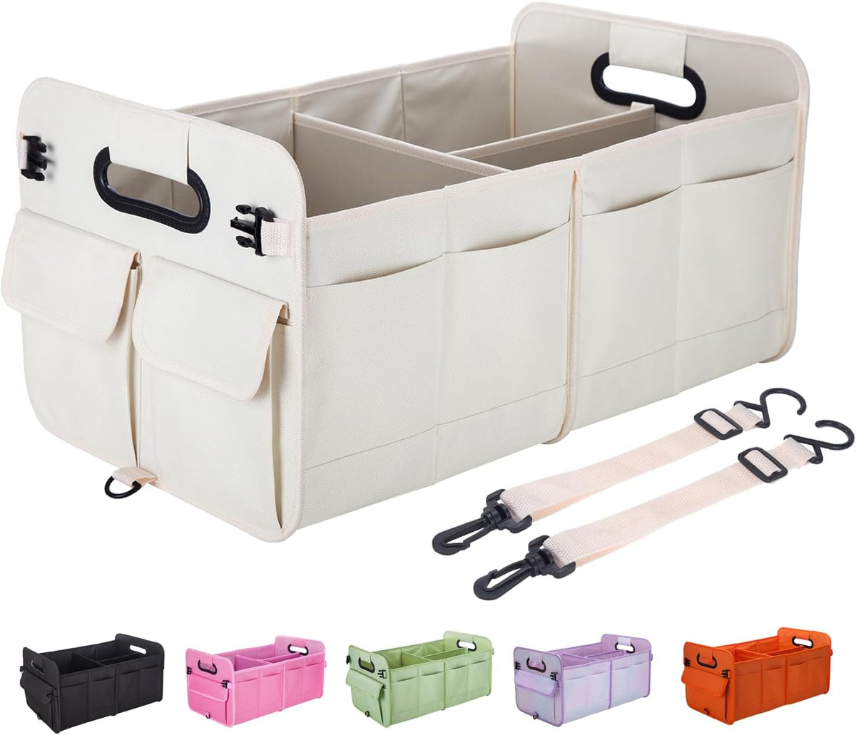 titiyiof Trunk Organizer for SUV & Sedan, Car Organizers and Storage, Waterproof Collapsible & Adjustable Straps, 70L Sturdy Car Organization for Car Accessories, Tools, Sundries (Black B, Large-A)