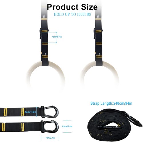 Adjustable Straps for Gymnastic Rings by [Brand Name] - 8.2FT Long, 1000LBS Capacity | Perfect for Home Gym