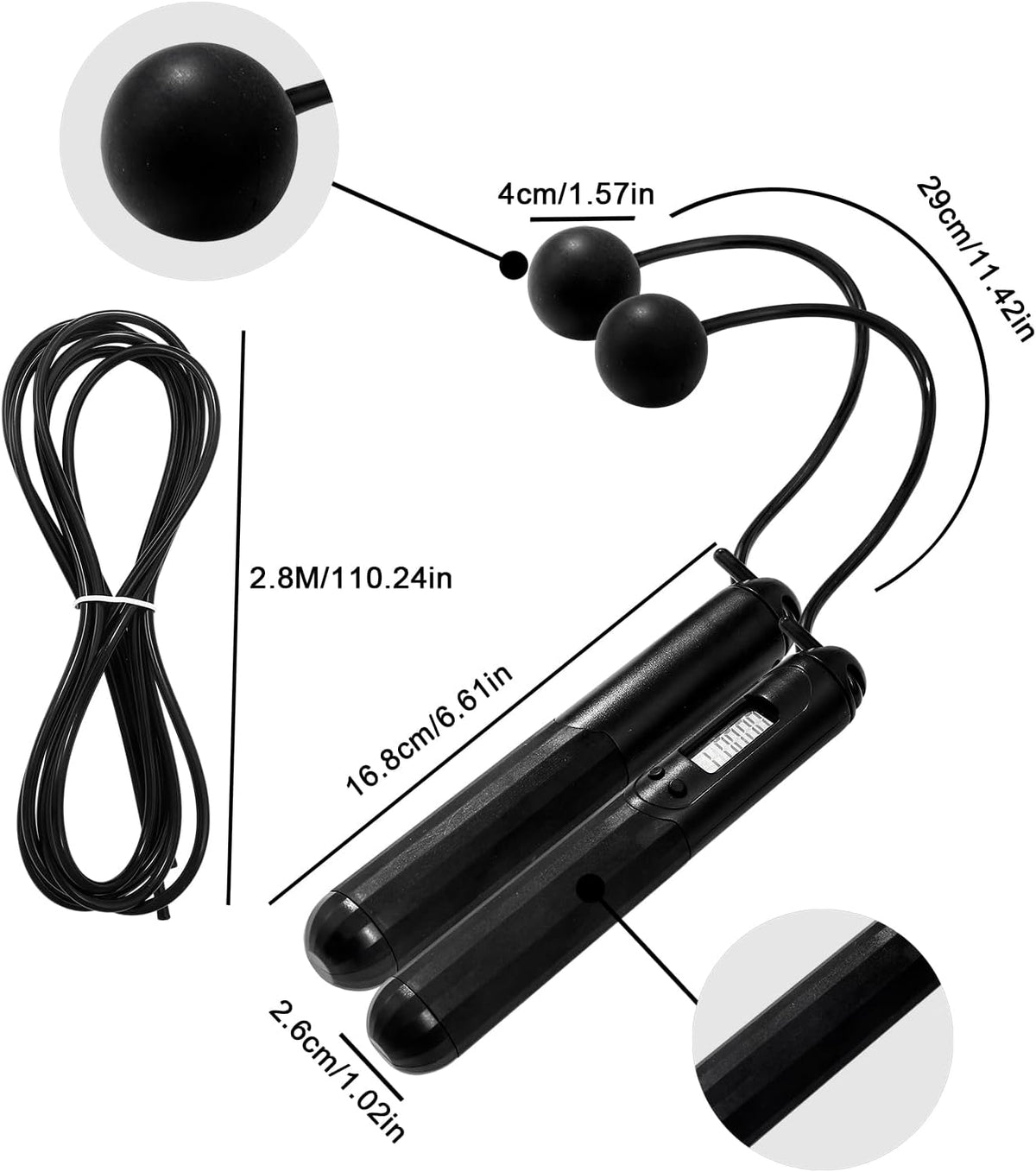 Skiennix Smart Jump Rope - 2-in-1 Weighted Corded & Cordless Design with LCD Display | Adjustable Length for Home Gym Fitness