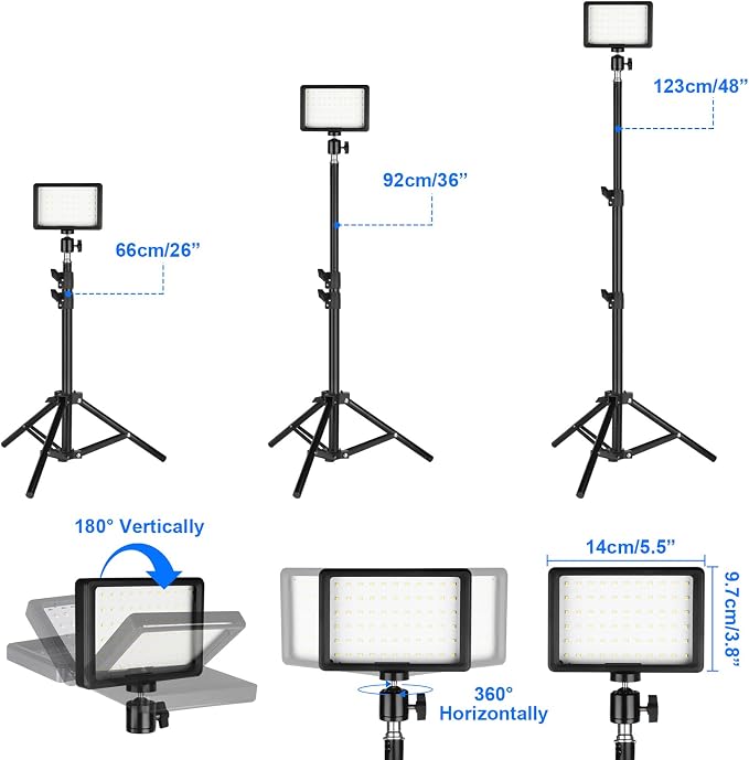 LED Photo Video Light 3-Pack, Ci-Fotto Dimmable 5600K USB LED Continuous Light