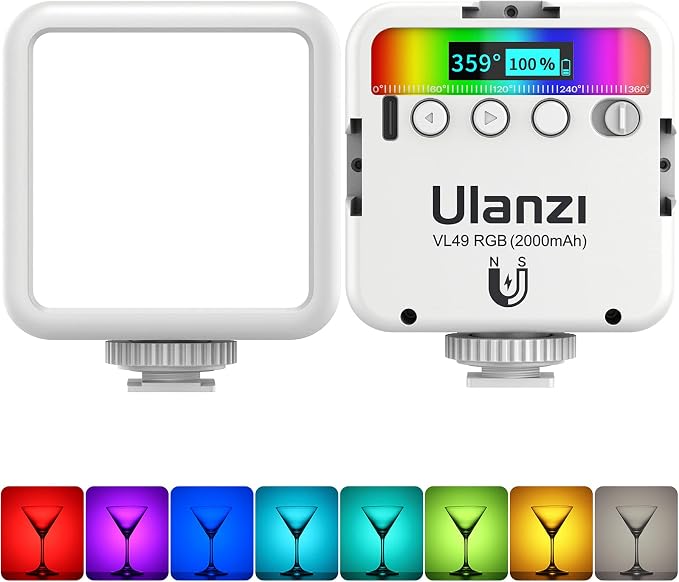 ULANZI VL49 RGB Video Lights White, LED Camera Light 360° Full Color Portable
