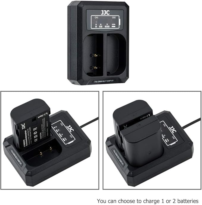 JJC DMW-BLF19 & DMW-BLK22 Battery Charger USB Dual Slot