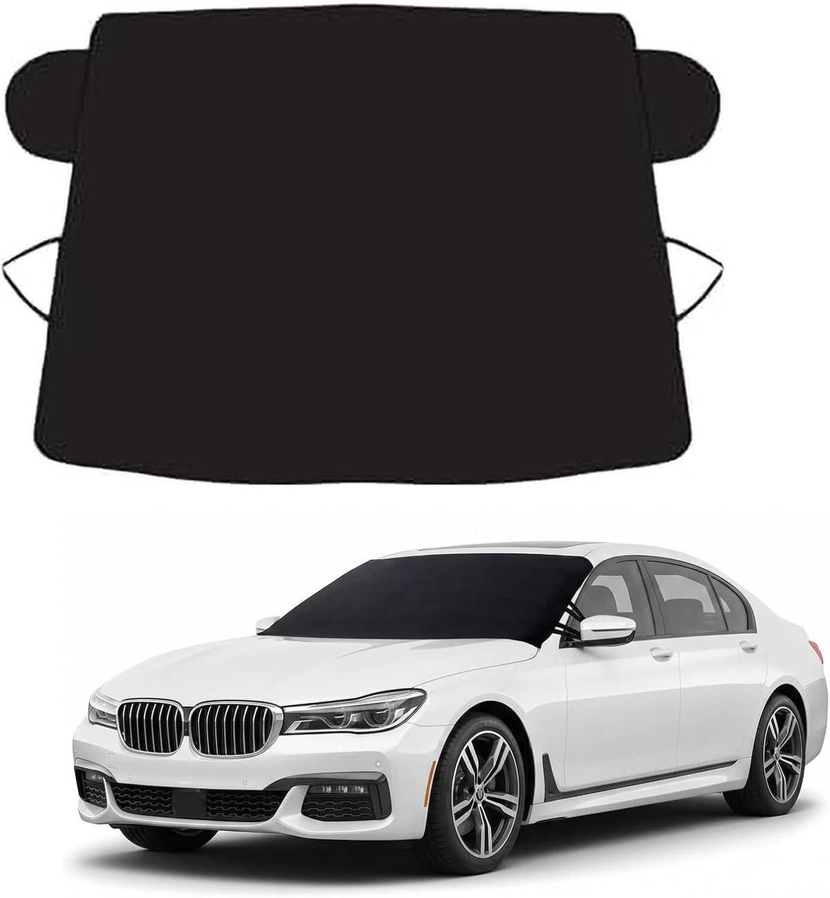 Exterior Car Windshield Cover, Oxford Fabric All Weather Windshield Snow Shield for Windshield & Mirrors, Blocks Snow Ice Frost, Anti-Theft Door Flap, Fits SUV Sedan Truck (69"x42")