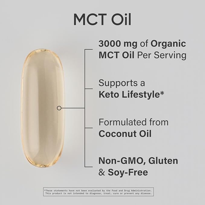 Sports Research Keto MCT Oil Pills from Coconut Oil | Keto Fuel for The Brain & Body - Non-GMO Verified, Soy & Gluten Free Liquid Softgels (240 Count)