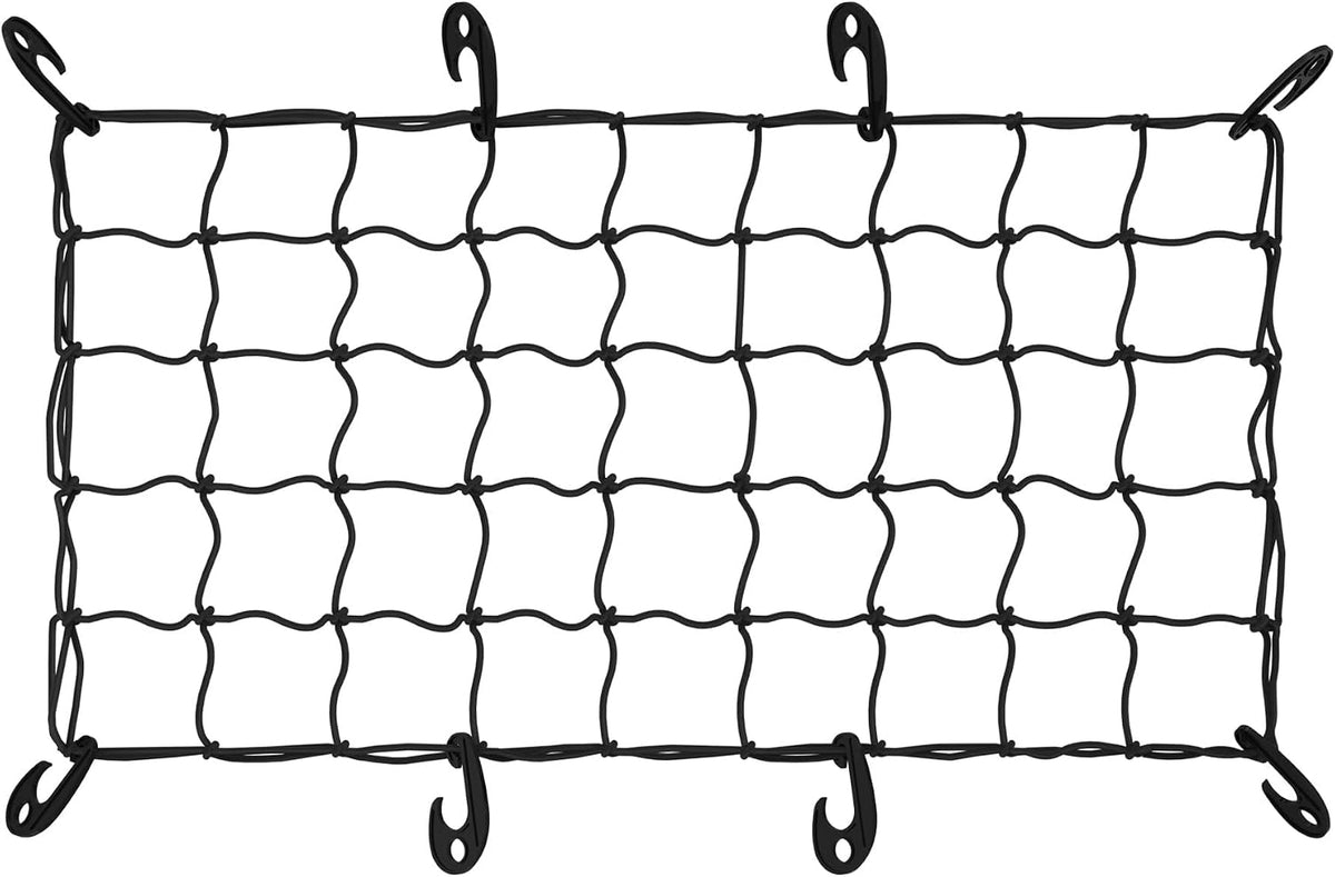 ARKSEN 17" x 33" Heavy Duty Tangle-Free Nylon Cargo Net (3.9" x 3.9" Mesh) Universal Bungee Stretches for Pickup, Truck, Bed, SUV, Roof Rack & Travel Luggage Rack