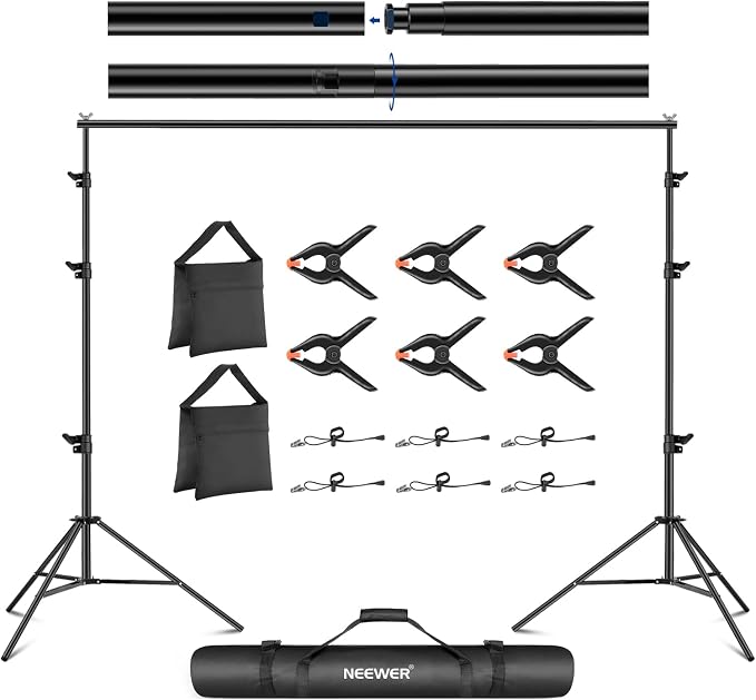 NEEWER 8.5x10ft Adjustable Backdrop Stand Kit, Photography Background Support